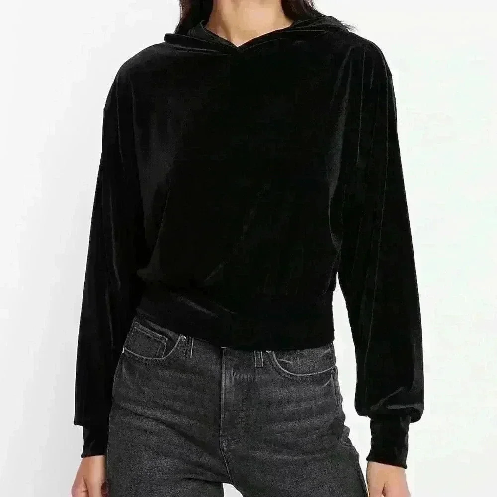 Express Velvet Banded Bottom Hoodie